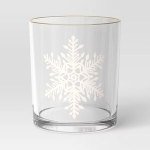 13.8 fl oz Snowflake Glass Tumbler White - nwt Threshold